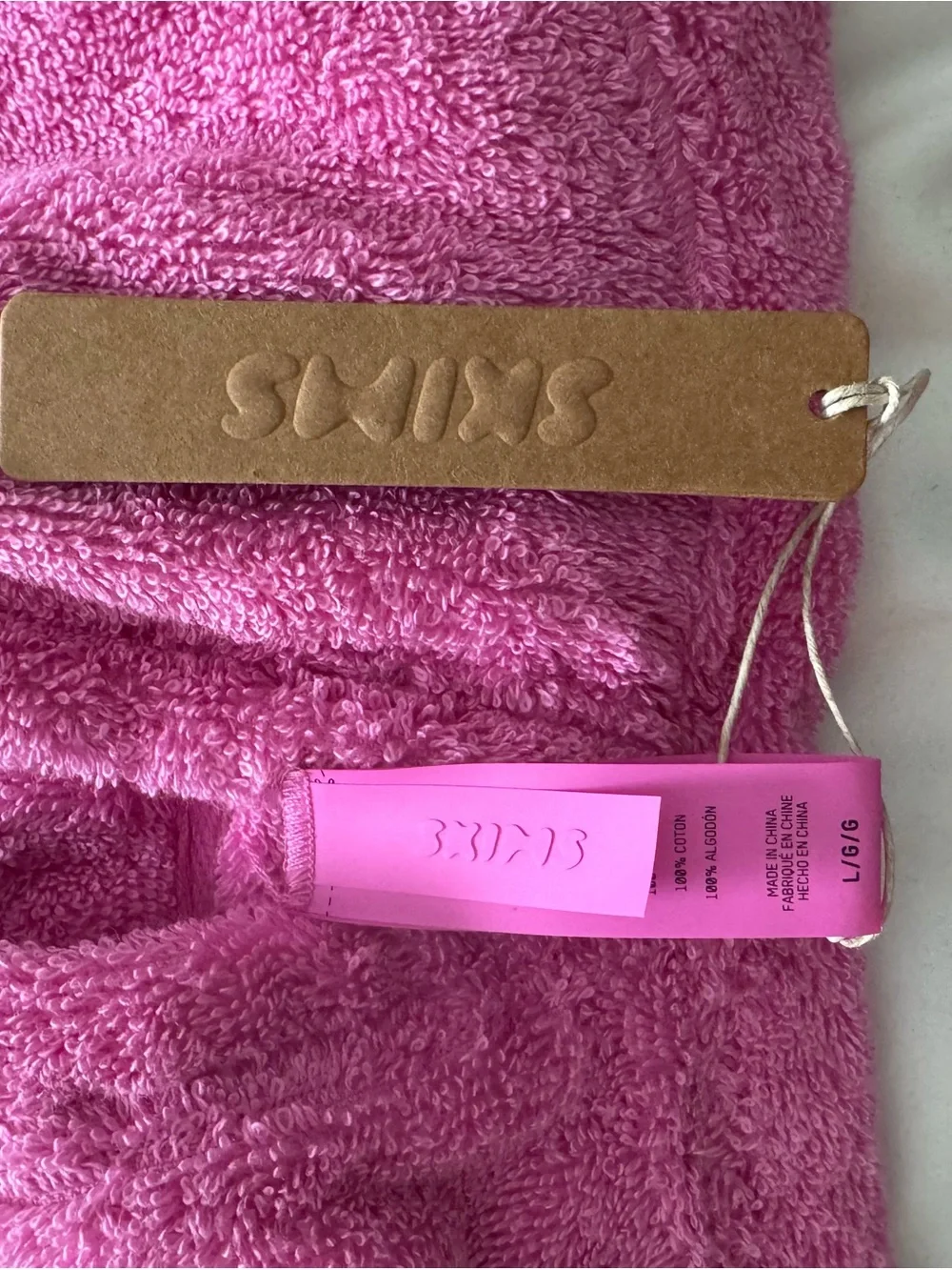 SKIMS Plush Hooded Cover-Up in Bright Pink